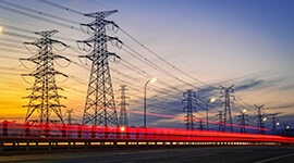 Power generation system with a skyline in the background